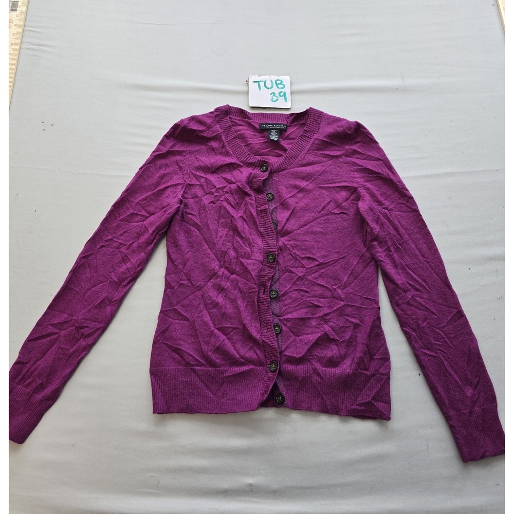 Banana Republic Extra Fine Merino Wool Cardigan Sweater Purple Womens Petite XS